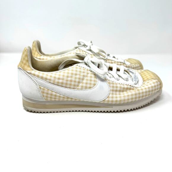Nike Cortez QS Tan Gingham Sneakers Shoes Womens 10 Check Normcore Preppy Retro - Picture 1 of 9